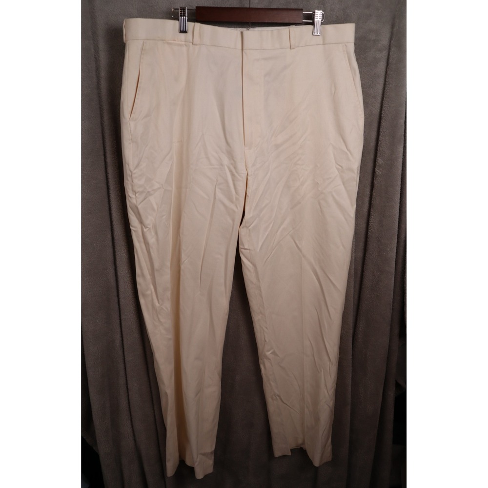 Polo Ralph Lauren Mens 40x32 Dress Pants Beige Silk Cotton Blend Trousers